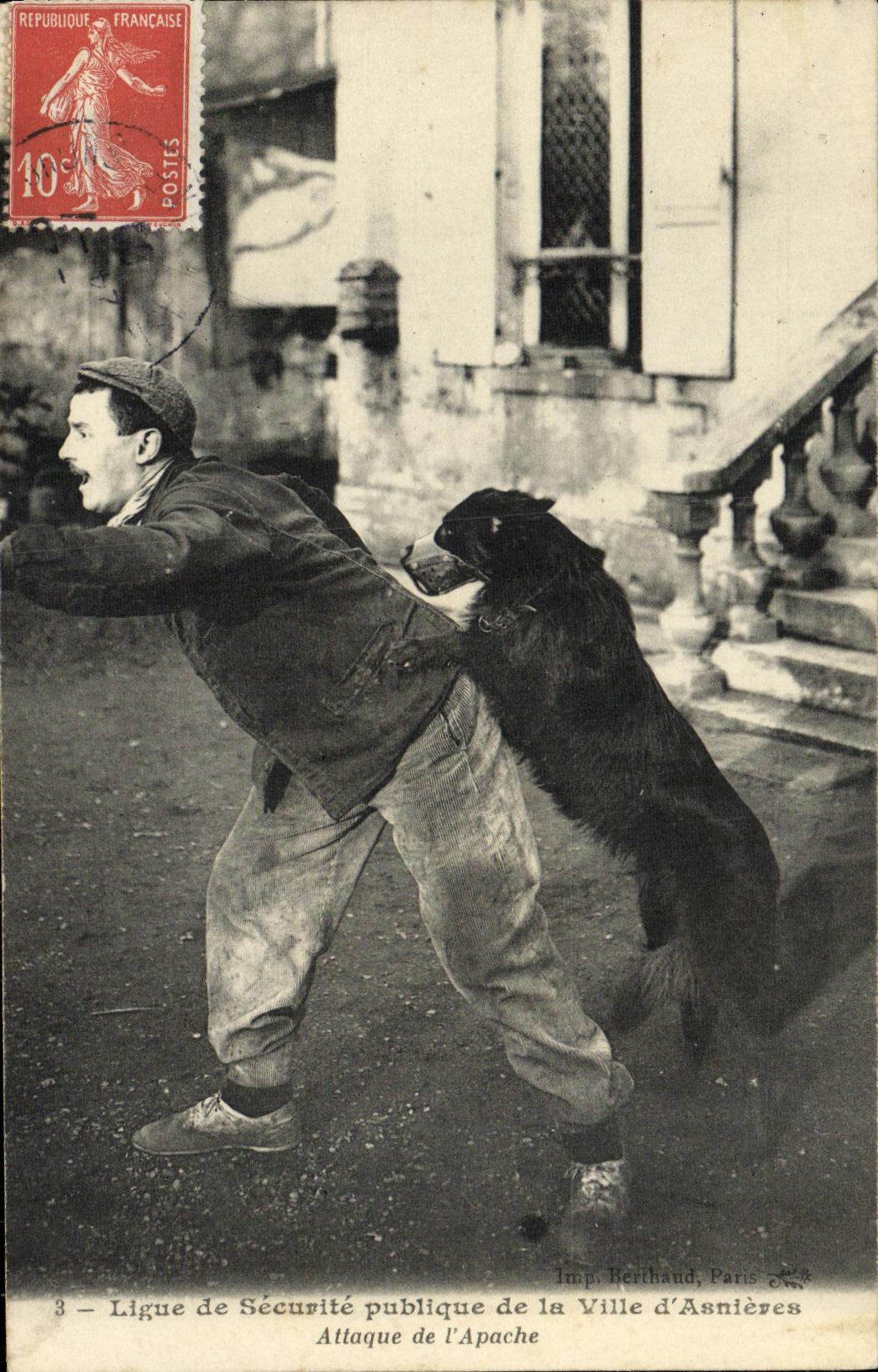 VINTAGE POSTCARD Ligue of Public safety of the City D Asnieres Attacks L Apache