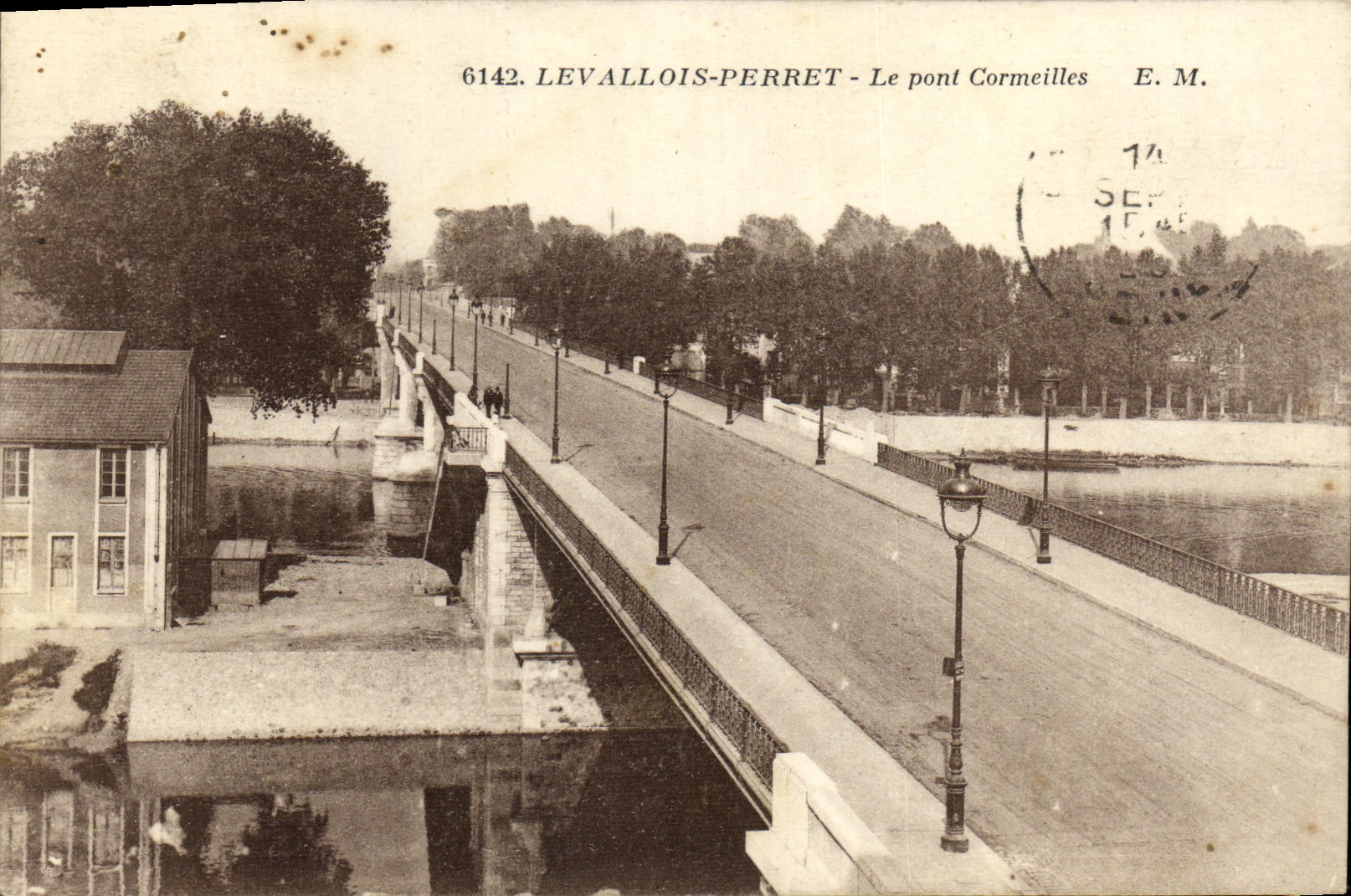 POSTAL Levallois Perret de la VENDIMIA el puente de Cormeilles