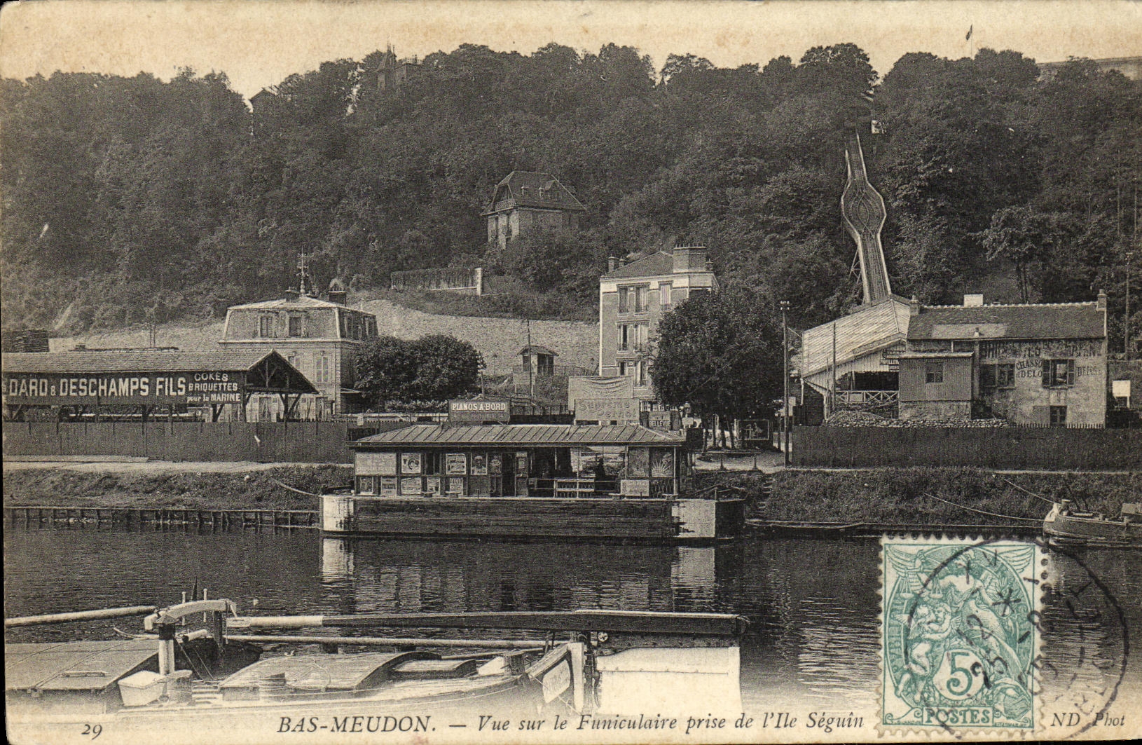POSTAL Meudon bajo de la VENDIMIA visto en el funicular tomado de L Seguin