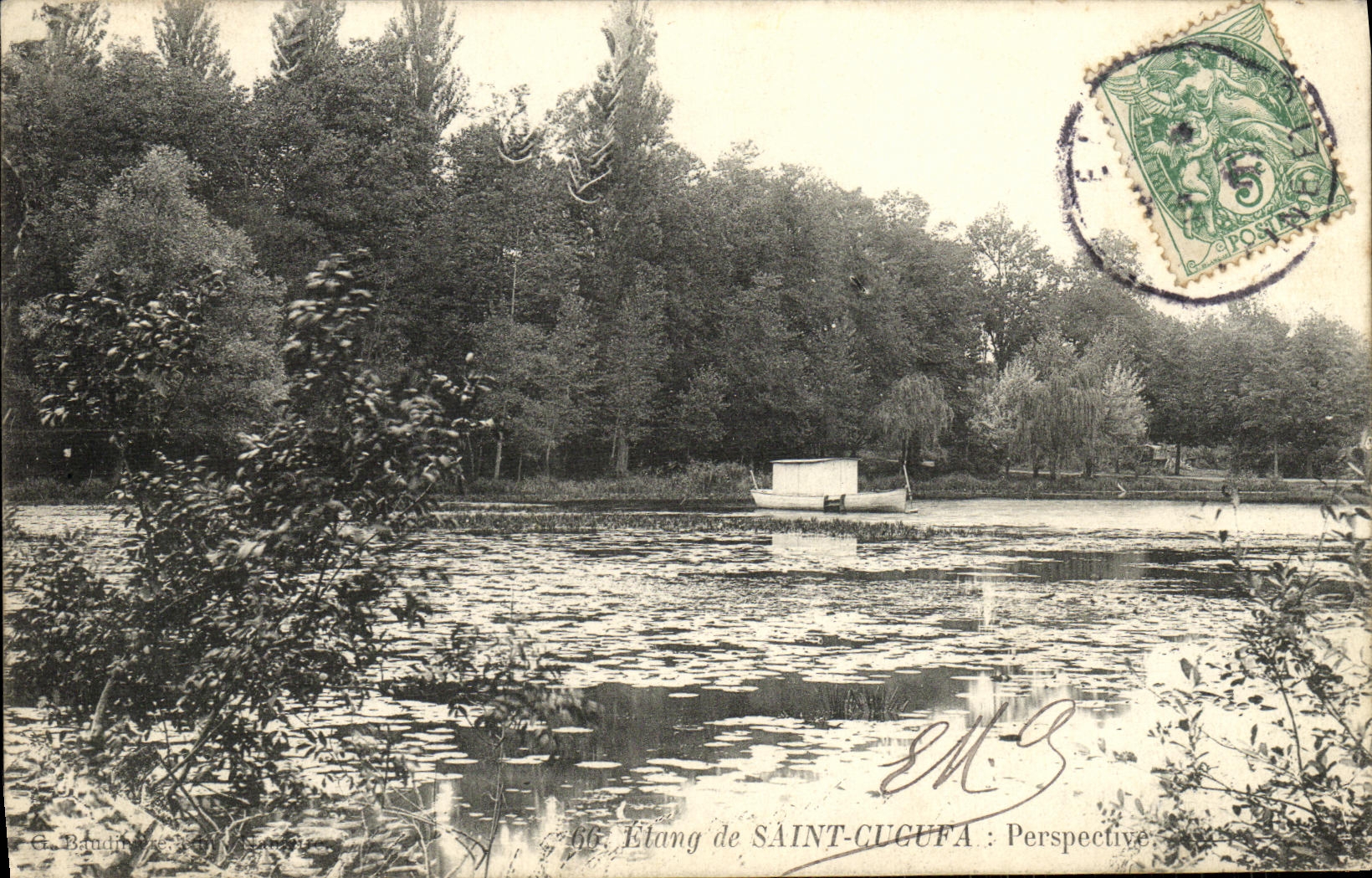 VINTAGE POSTCARD Pond of Saint Cucufa Outline