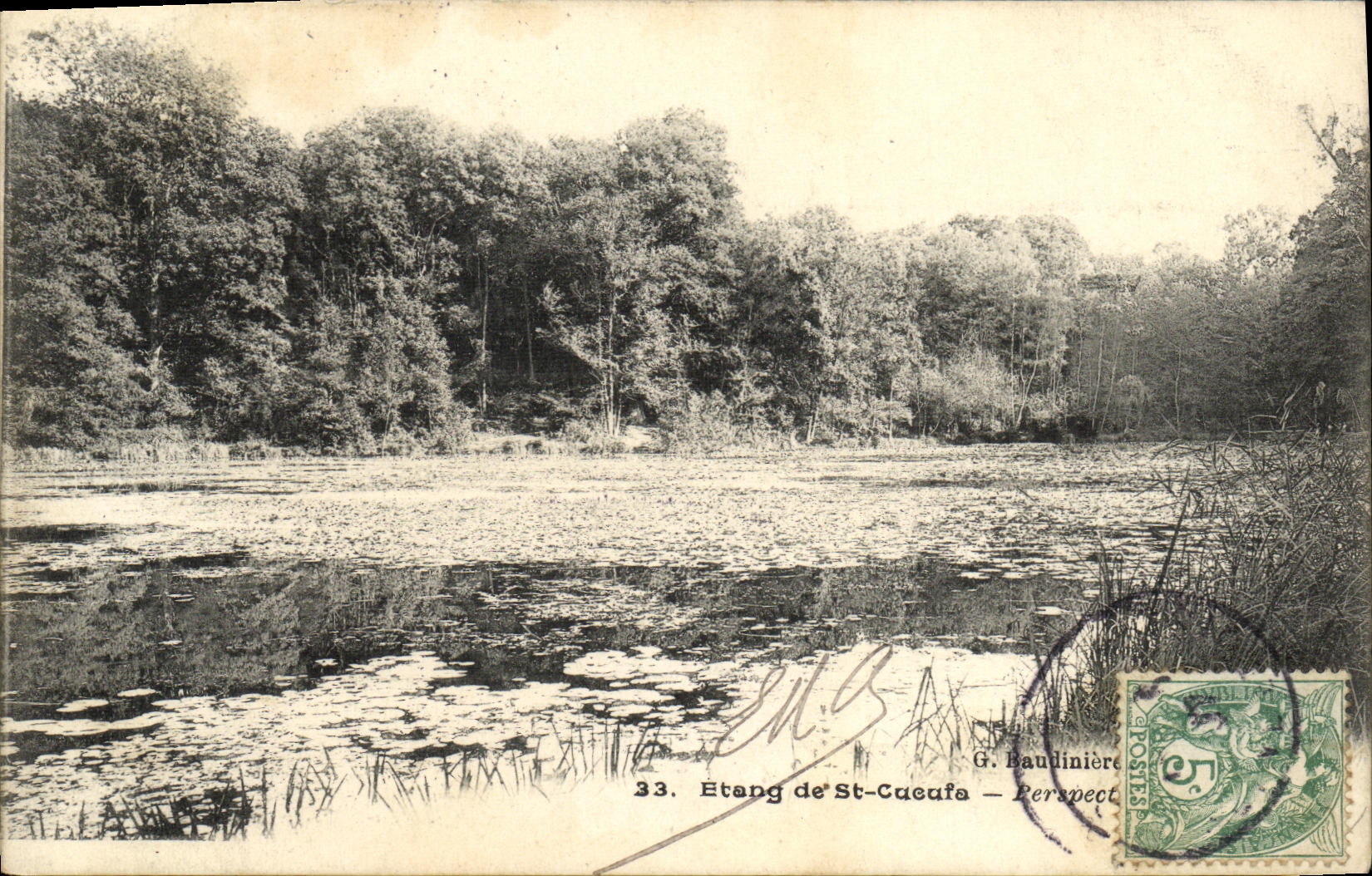 VINTAGE POSTCARD Pond of St Cucufa Outline