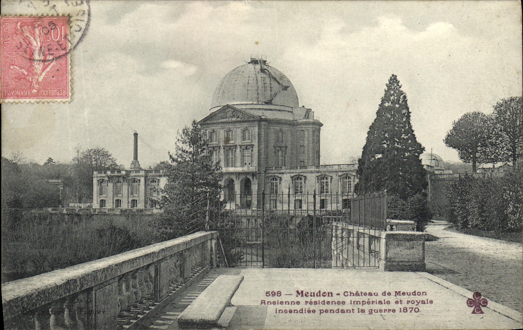 Castillo de Meudon de la POSTAL de la VENDIMIA de la residencia imperial del observatorio de Meudon y real vieja