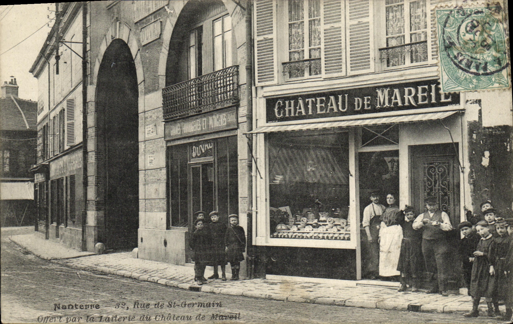 La calle de Nanterre de la POSTAL de la VENDIMIA del St aleman ofrecio por la lecheria del castillo de la TAPA de Devanteuil de la lecheria de Mareil