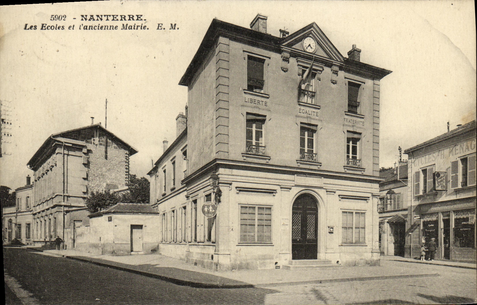 VINTAGE POSTCARD Nanterre Schools and L old Town hall