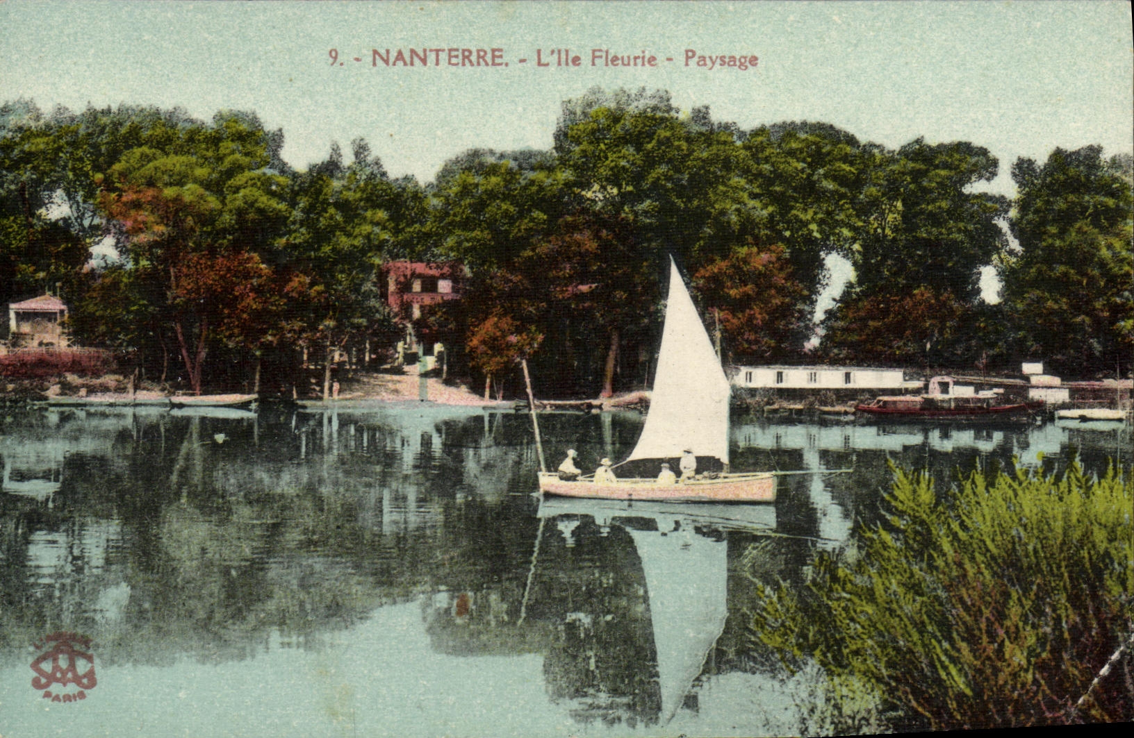 La POSTAL Nanterre L iie de la VENDIMIA florecio paisaje