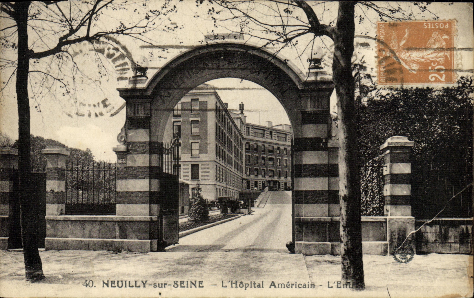 VINTAGE POSTCARD Neuilly sur Seine L American Hospital L entered