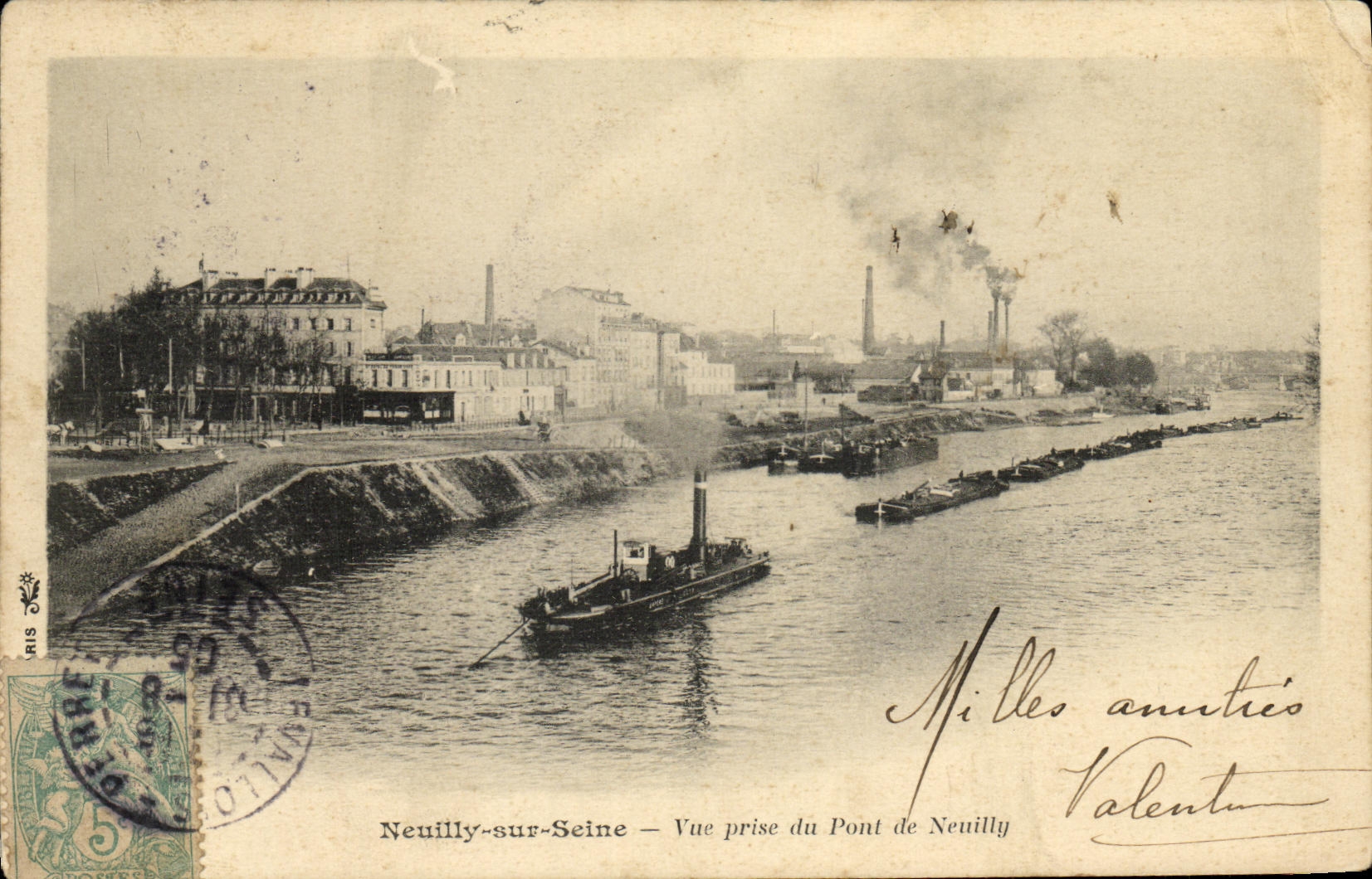 CPA Neuilly Sur Seine Vue prise du pont de Neuilly Bateau