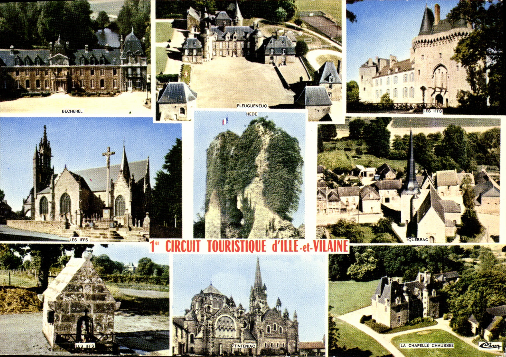 POSTAL MODERNA Cicruit turistico D Ille y Vilaine Becherel Pleuguenec Iffs Quebrac la camara acorazada cabida