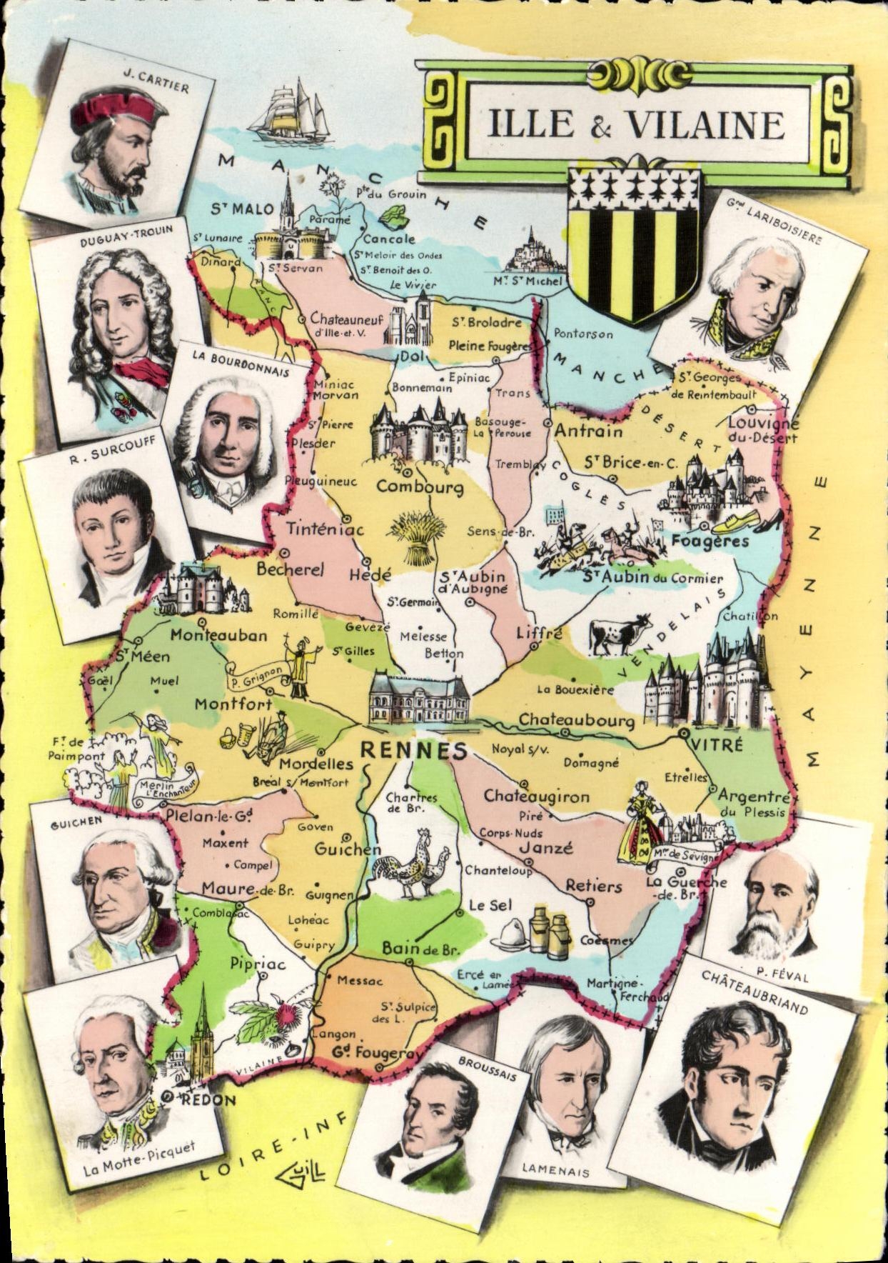 POSTAL MODERNA isla y Cartier desagradable Surcouf Bourdonnais Laribosiere Duguay Trouin el picquet del monton