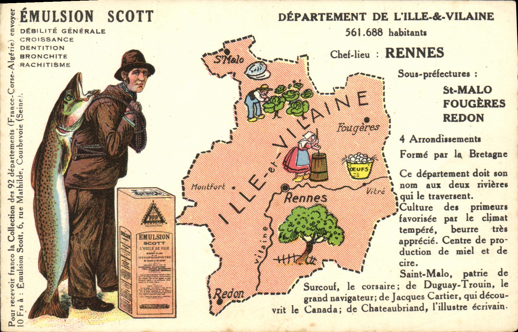 Departamento de la POSTAL de la VENDIMIA de emulsion Sinning de Rennes Poisson Scott