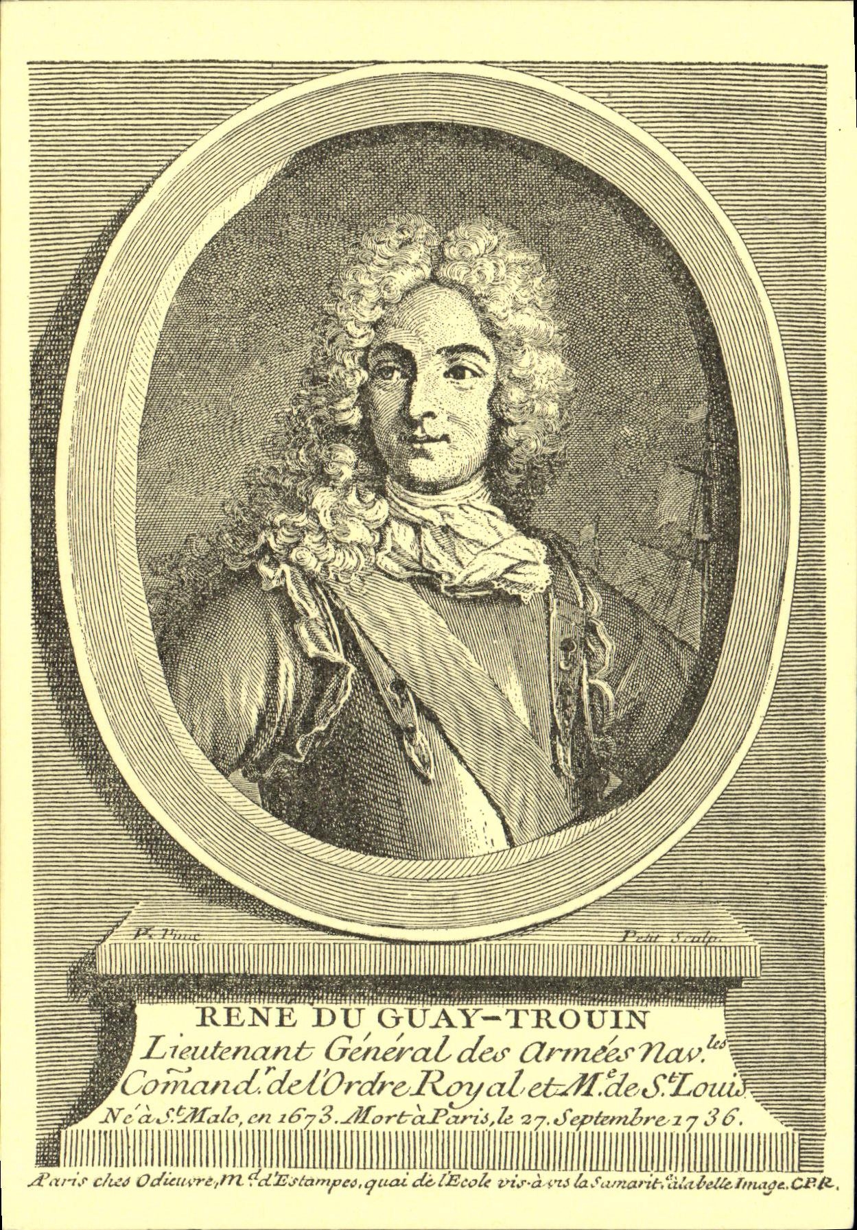 La POSTAL Rene Duguay Trouin de la VENDIMIA no tiene Saint el corsario de Malo y principal escuadrilla de D