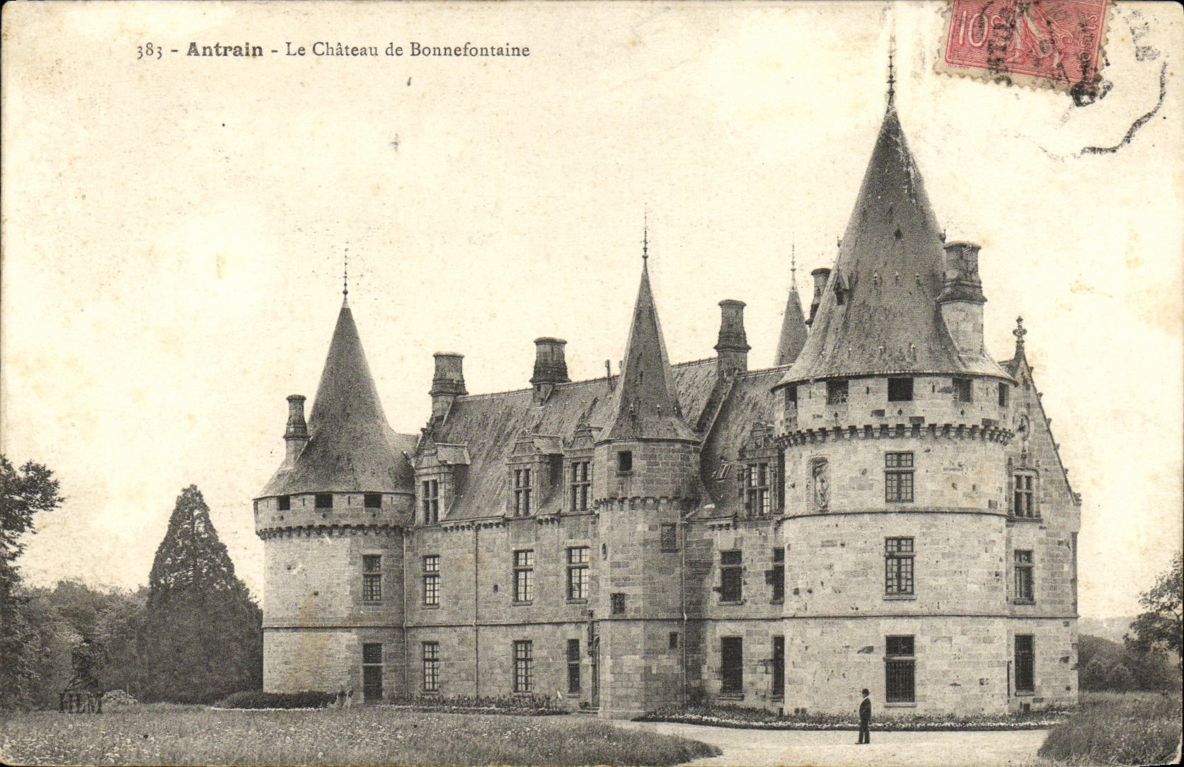 POSTAL Antrain de la VENDIMIA el castillo de Bonnefontaine