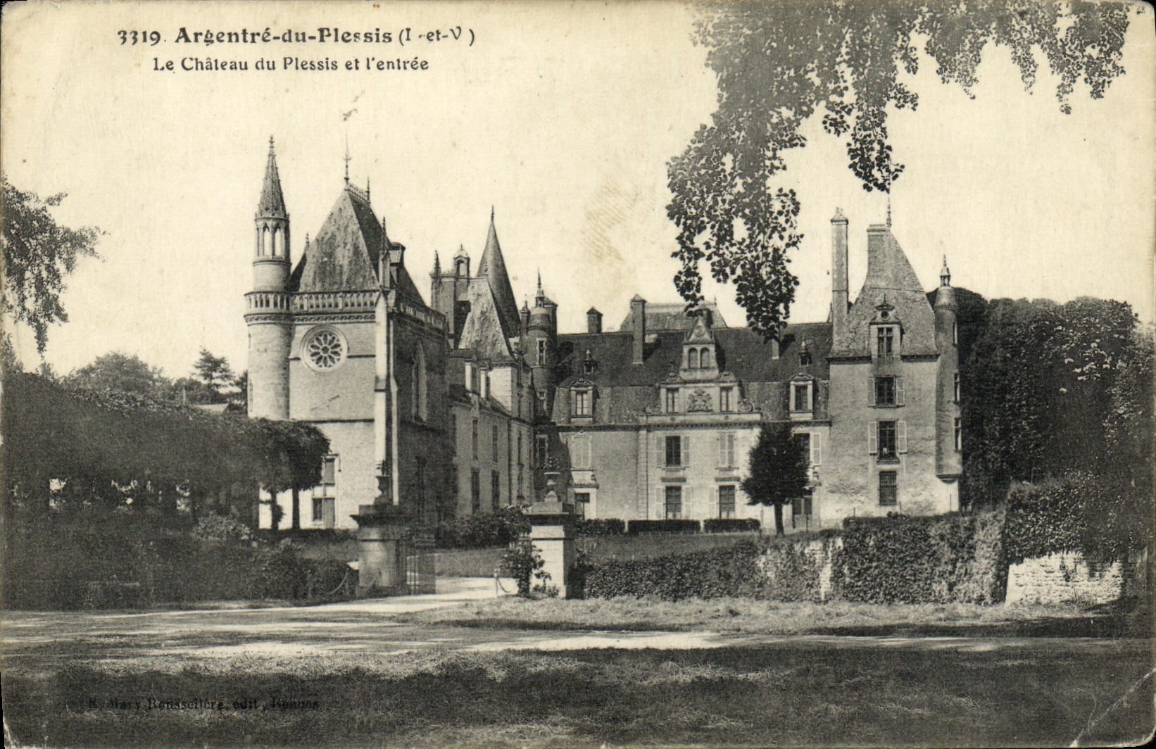 POSTAL Argentre de la VENDIMIA de Plessis el castillo de Plessis y de L incorporados