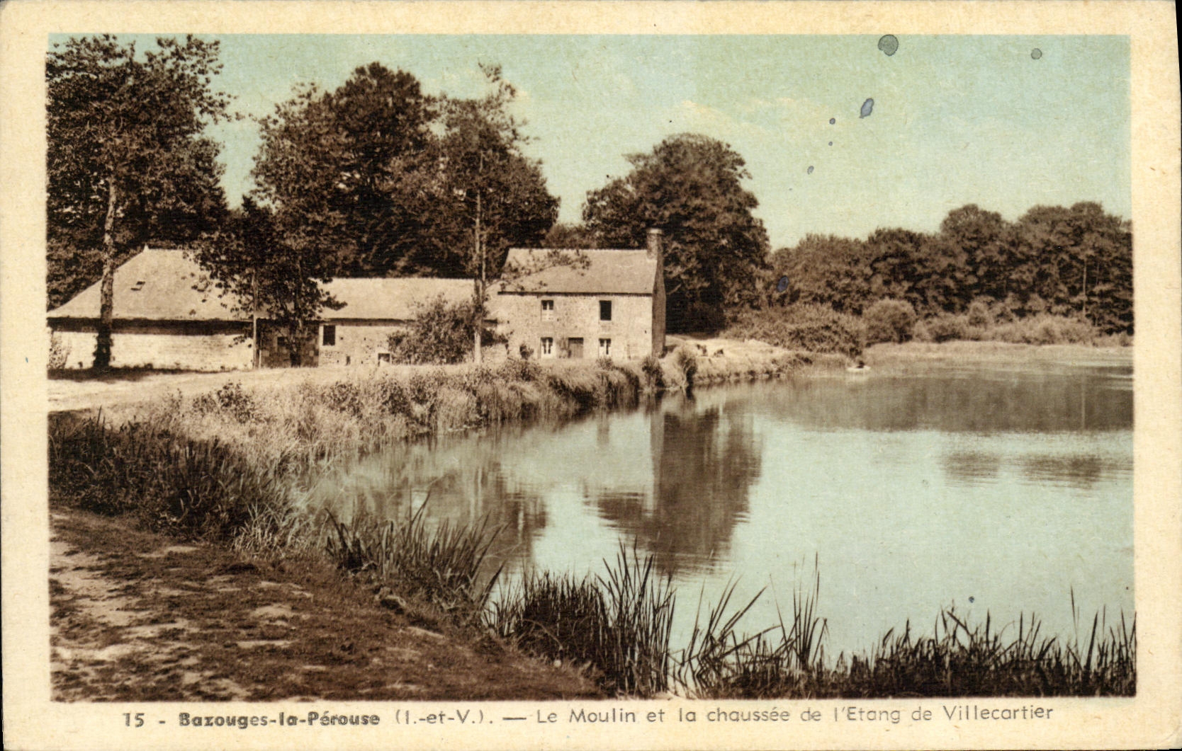 POSTAL Bazouges Perugia de la VENDIMIA el molino y el camino de L charca de Villecartier