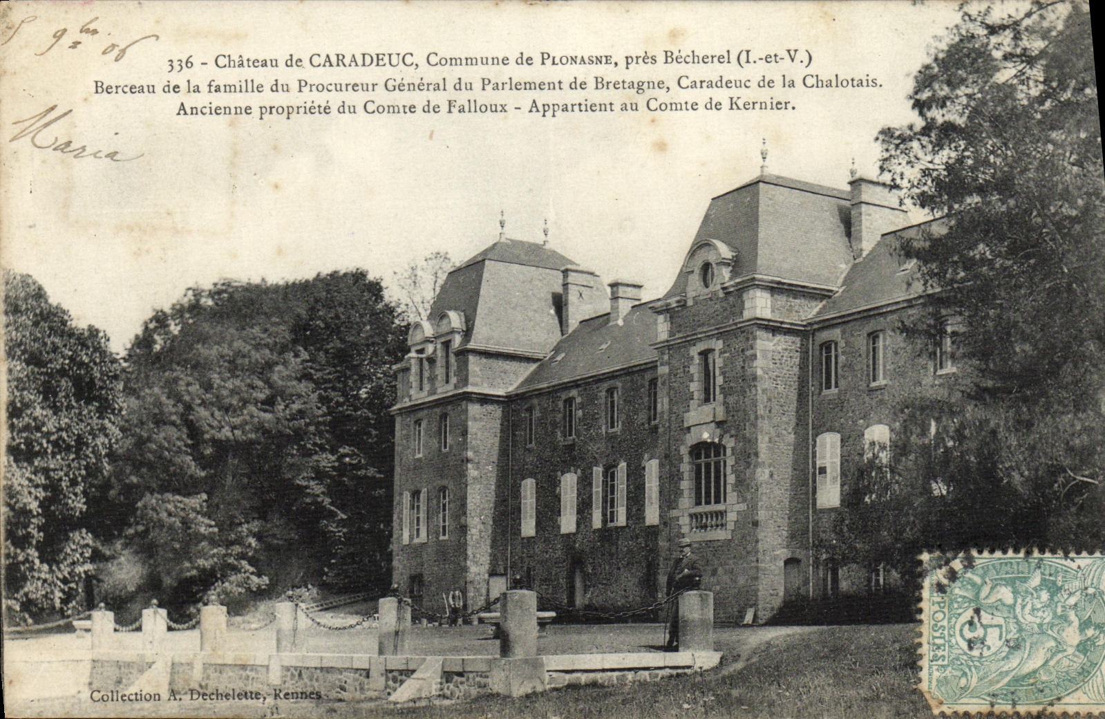 VINTAGE POSTCARD Castle of Caradeuc Commune of Plonasne Close Becherel