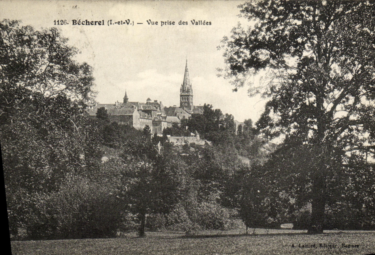 VINTAGE POSTCARD Becherel Seen from of the Valleys