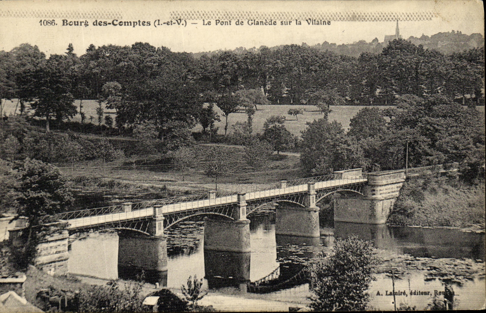 Ciudad de la POSTAL de la VENDIMIA de las cuentas el puente de Glanede en el desagradable