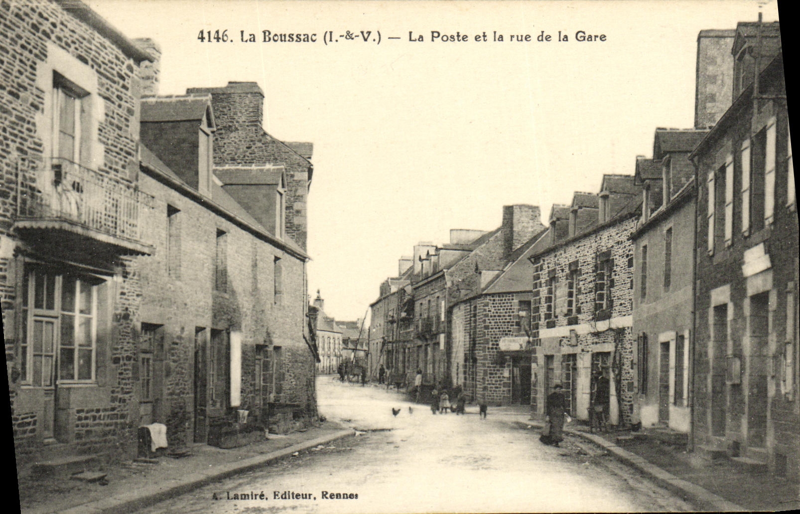 POSTAL Boussac de la VENDIMIA la oficina de correos y la calle de la estacion