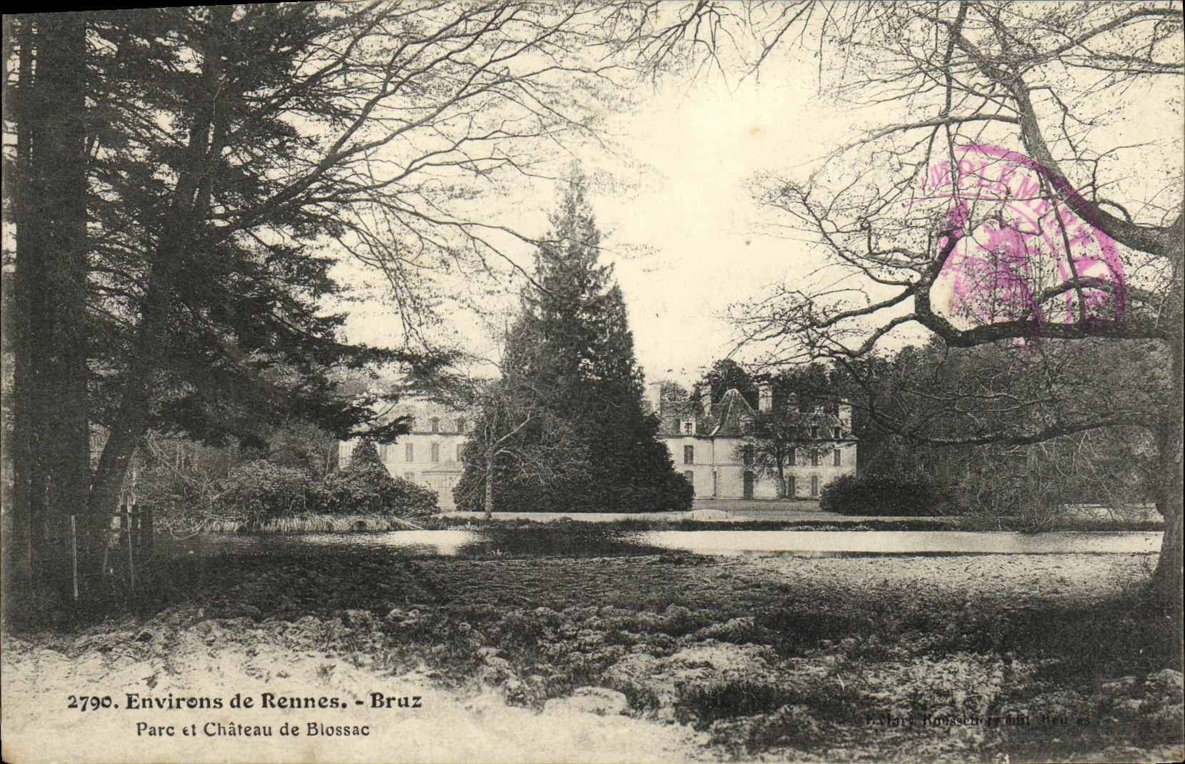 VINTAGE POSTCARD Bruz Surroundings of Rennes Park and castle of Blossac