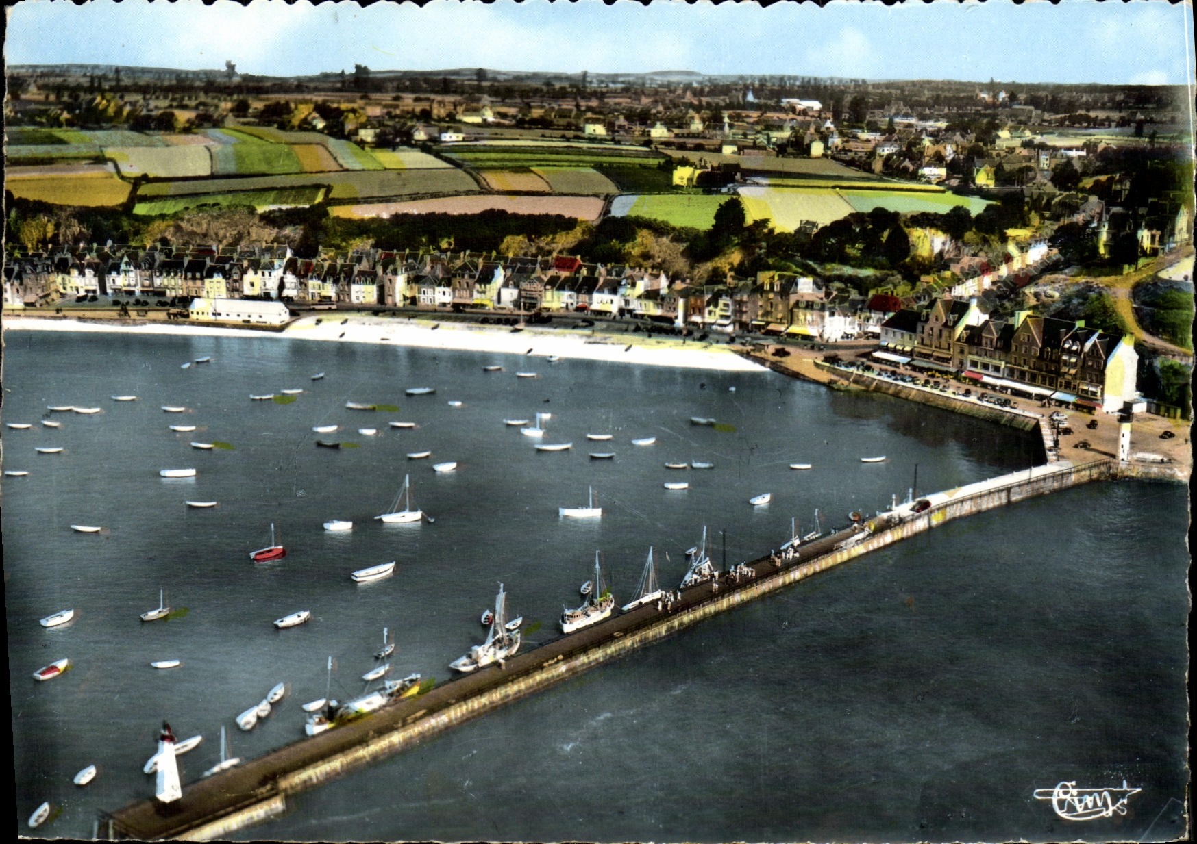 MODERN CARD Cancale View of the Port and the Hotels