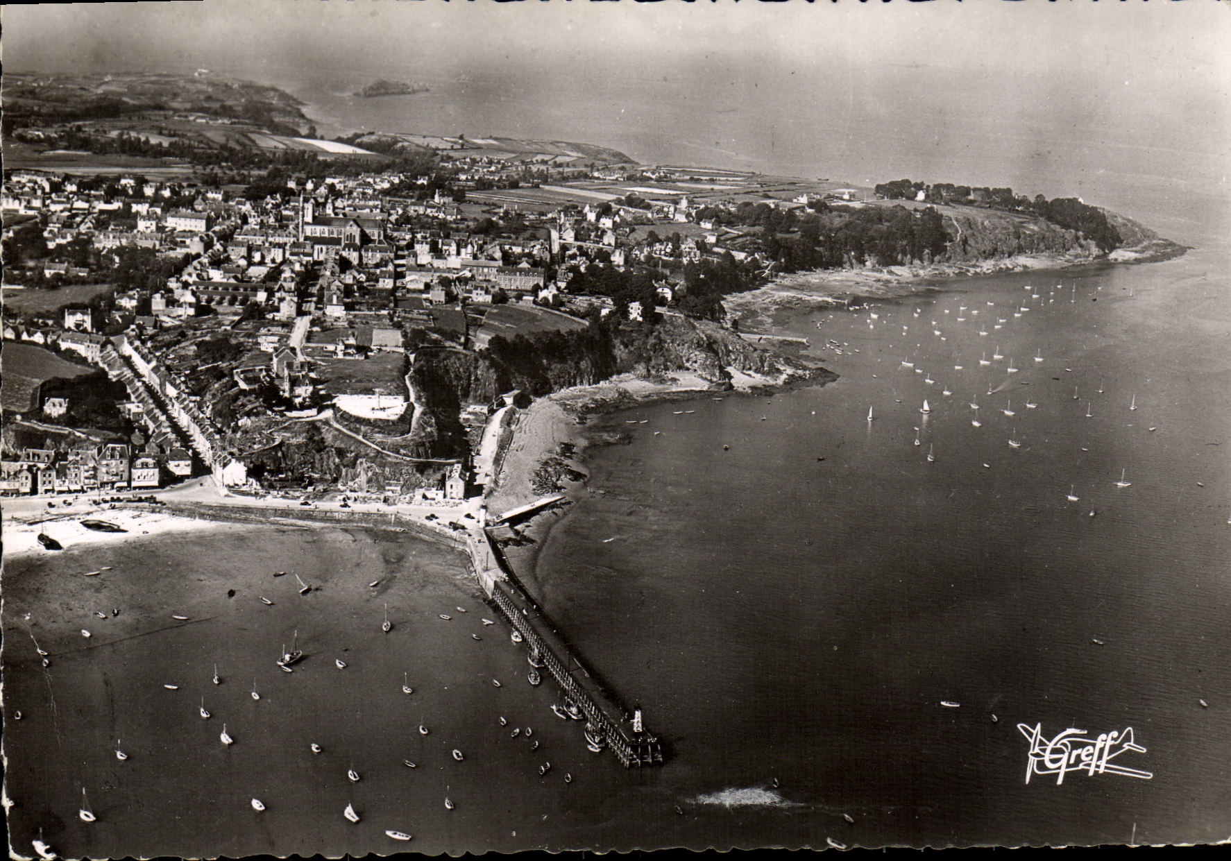 MODERN CARD Cancale Seen air the port the swell the beach of Port Sea towards the point of Grouin