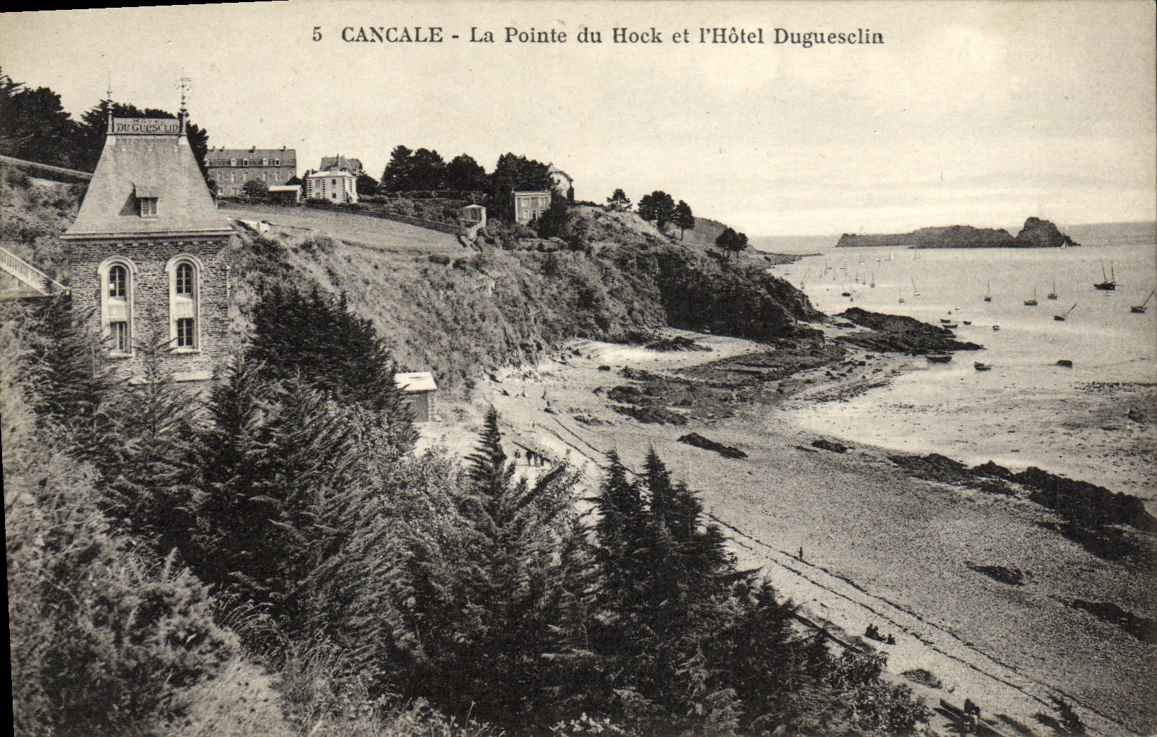 VINTAGE POSTCARD Cancale the Point of Hock and L Duguesclin Hotel
