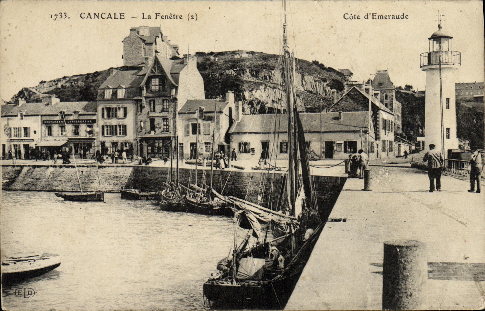 VINTAGE POSTCARD Cancale the Window Boat Lighthouse