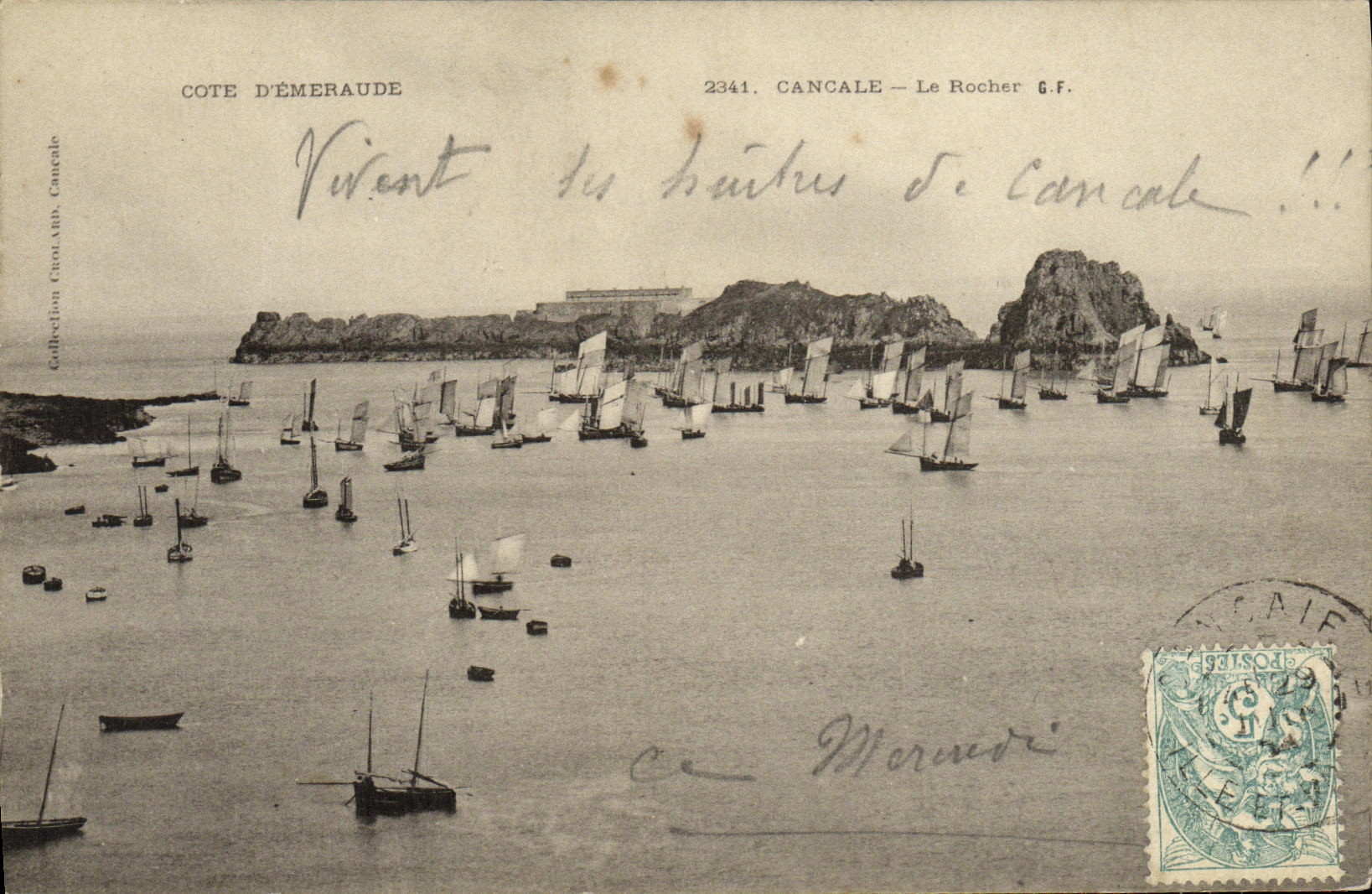 CPA Cancale Le Rocher Bateaux