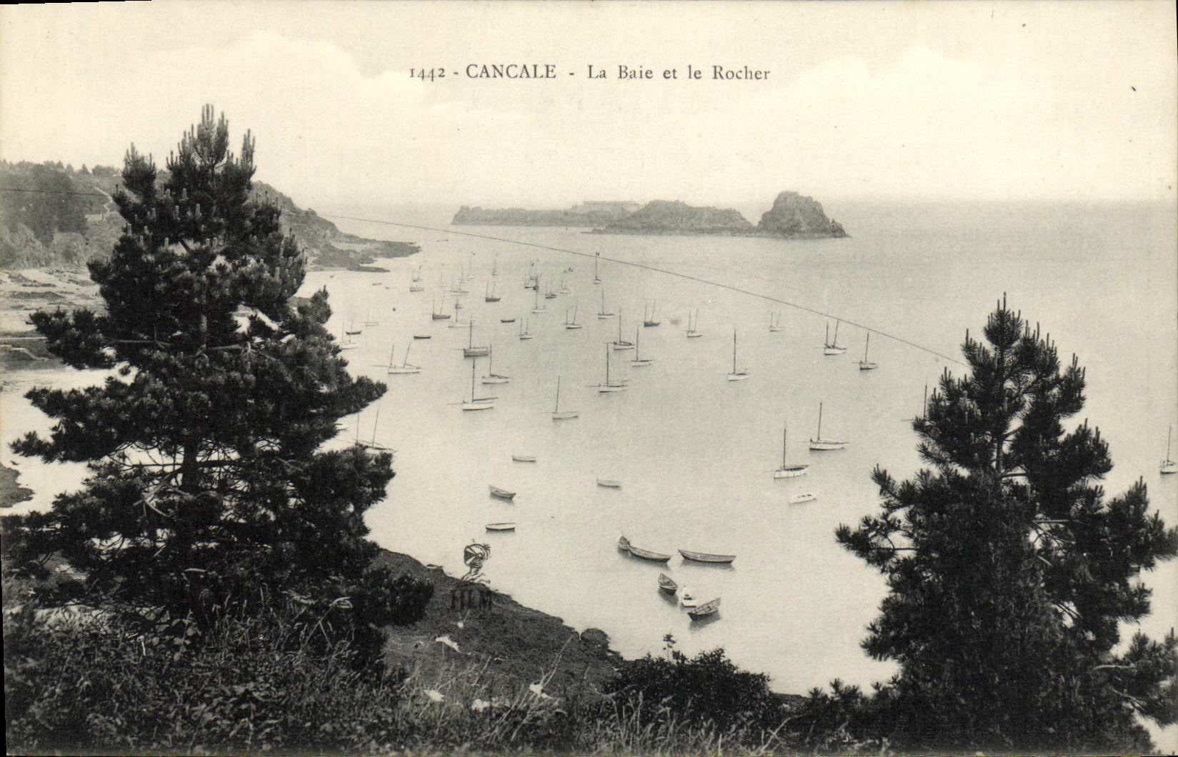 POSTAL Cancale de la VENDIMIA la bahia y la roca