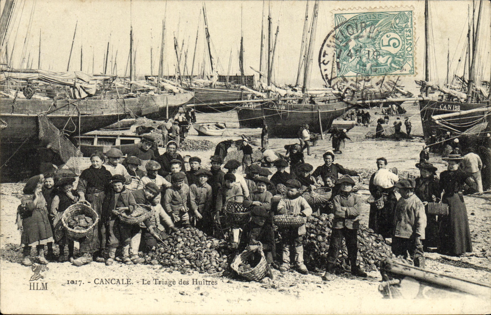 POSTAL Cancale de la VENDIMIA la clasificacion de la TAPA de la ostreicultura de las ostras