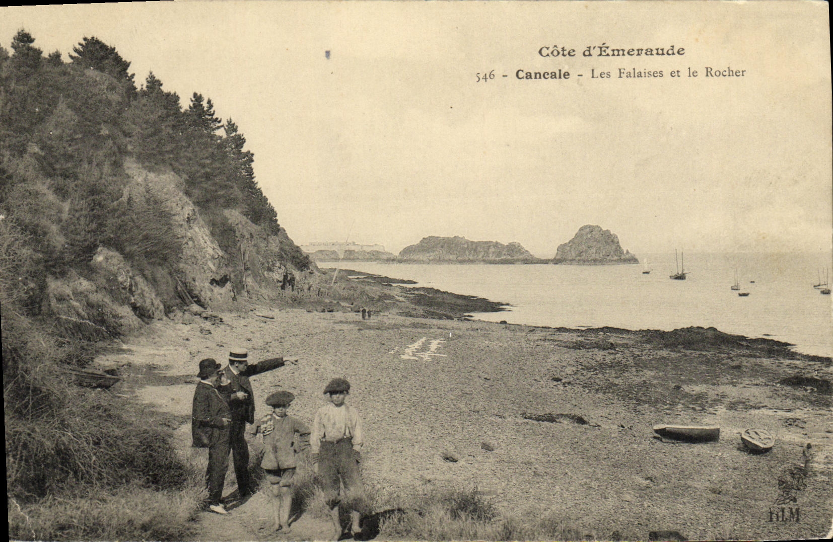 VINTAGE POSTCARD Cancale Cliffs and the Rock