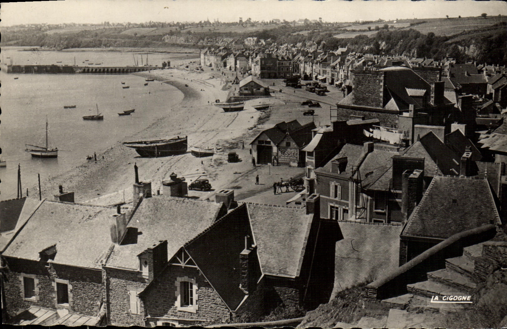 MODERN CARD Cancale View with the top of the Port