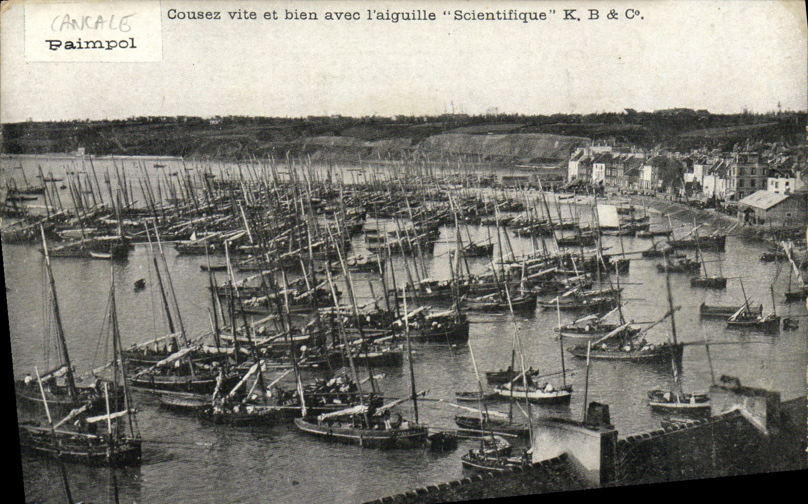 CPA Cousez vite et bien avec l aiguille scientifique Cancale Bateaux 