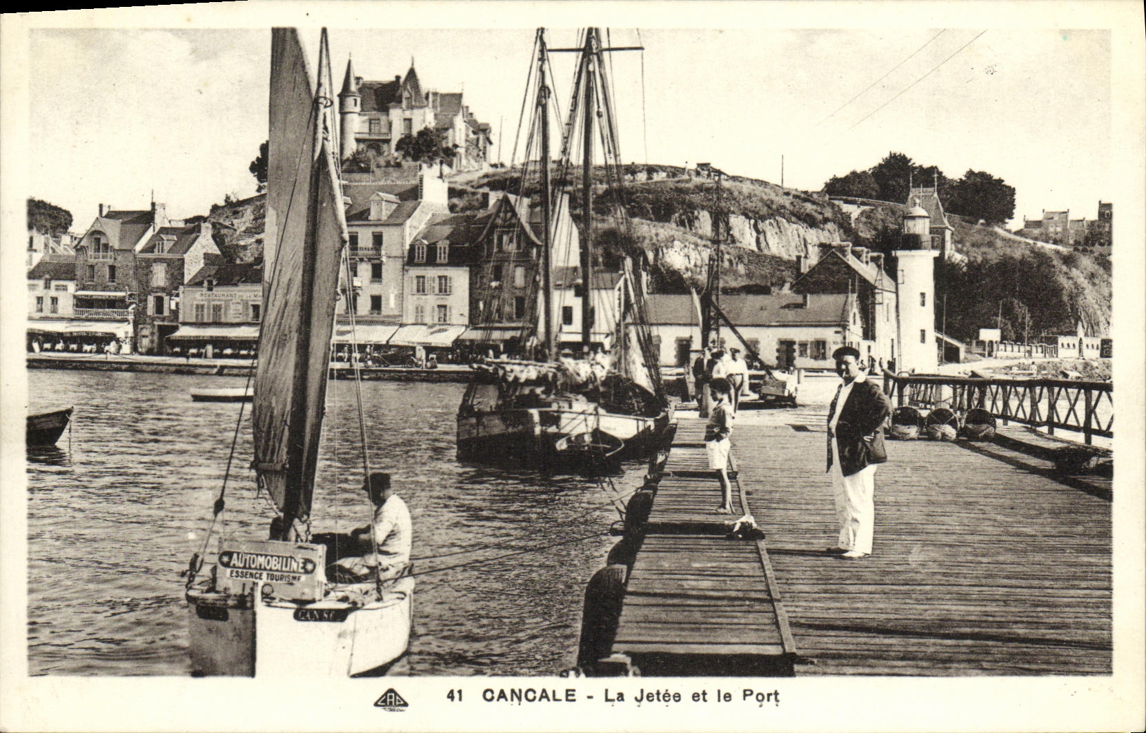VINTAGE POSTCARD Cancale the Pier and the Port Boats