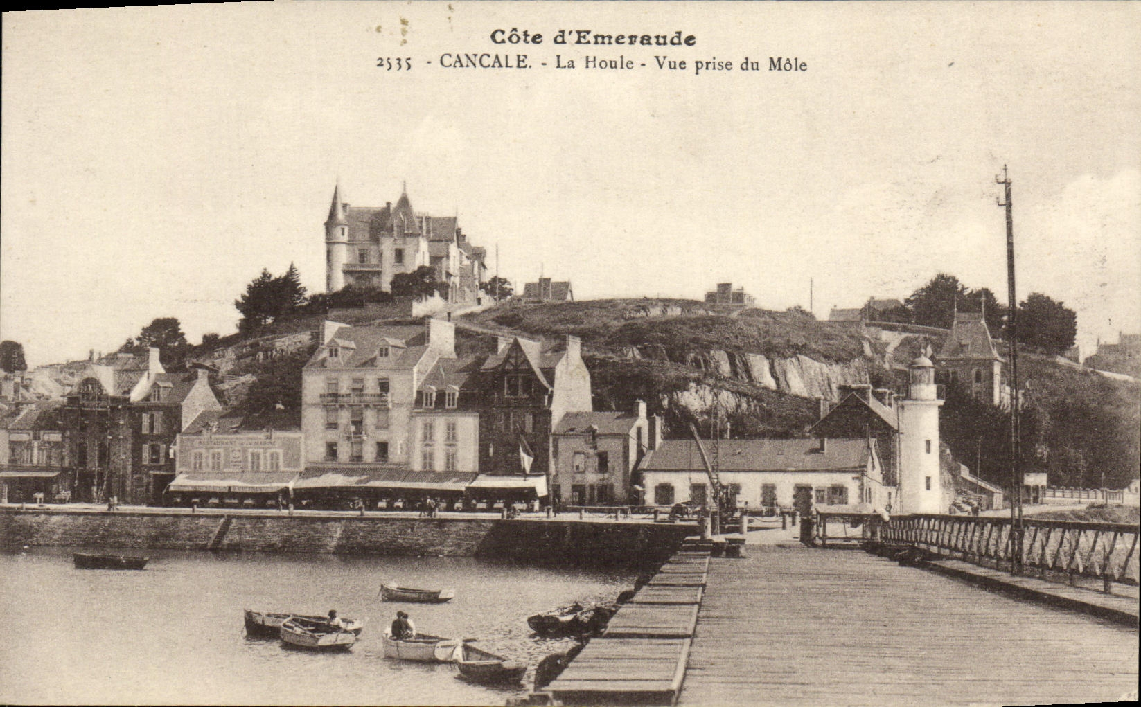 VINTAGE POSTCARD Cancale the Swell Seen from of the Mole