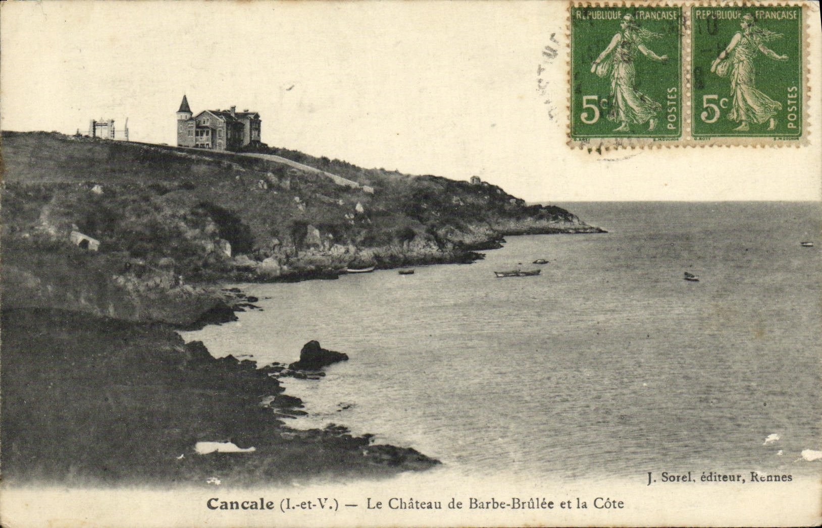 VINTAGE POSTCARD Cancale the Castle of Brulee Barb and the Dimension