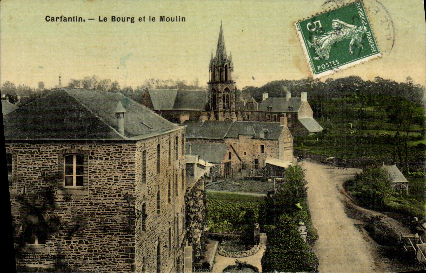 VINTAGE POSTCARD Carfantin the Borough and the Mill chart toilee