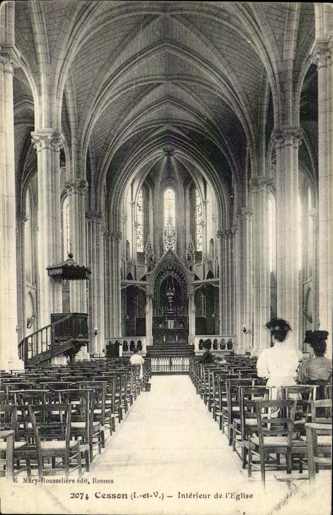VINTAGE POSTCARD Interior Cesson of L Church