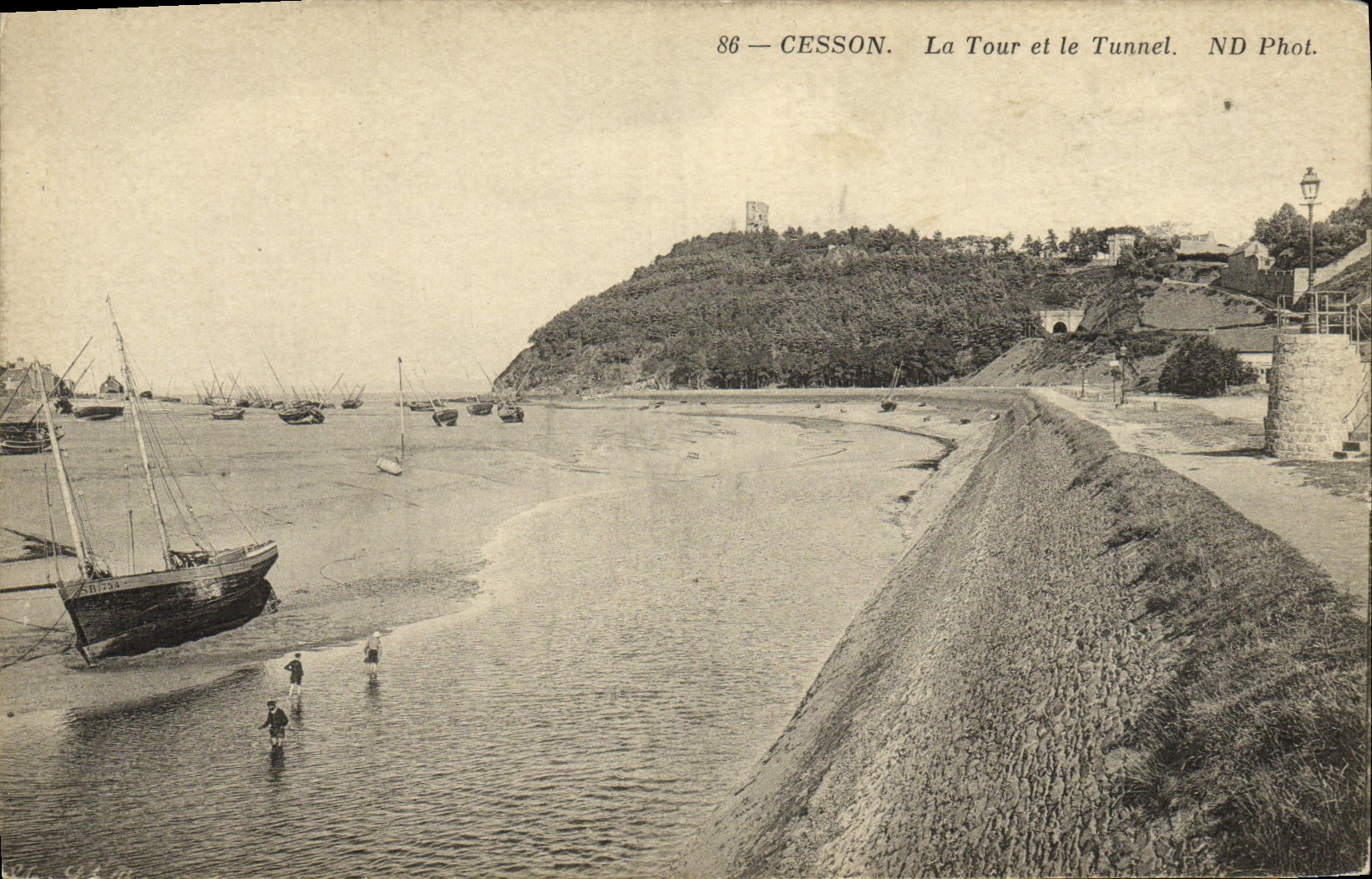 VINTAGE POSTCARD Cesson the Tower and the Tunnel Boat