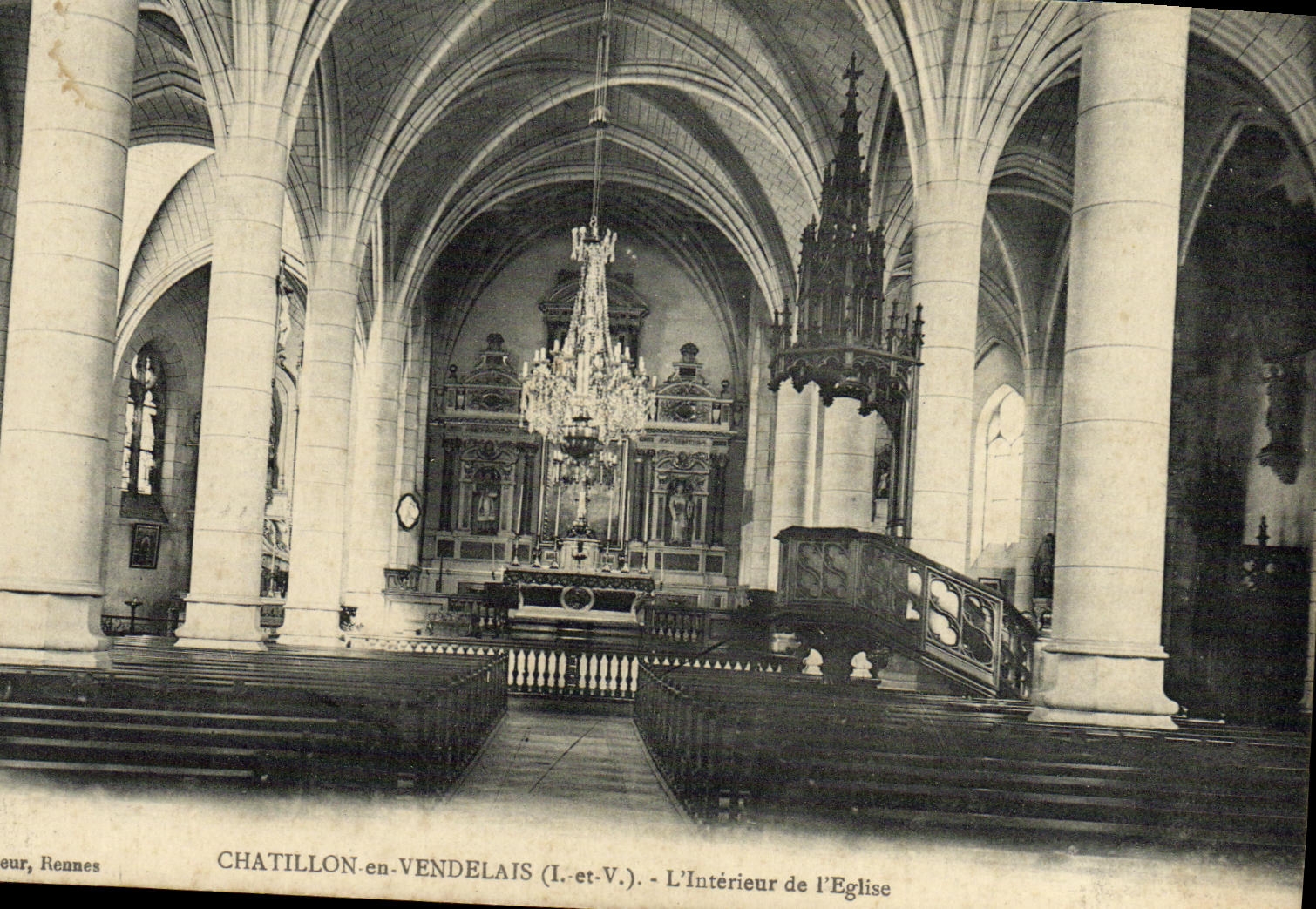 VINTAGE POSTCARD Chatillon In Vendelais L Interior Of L Church