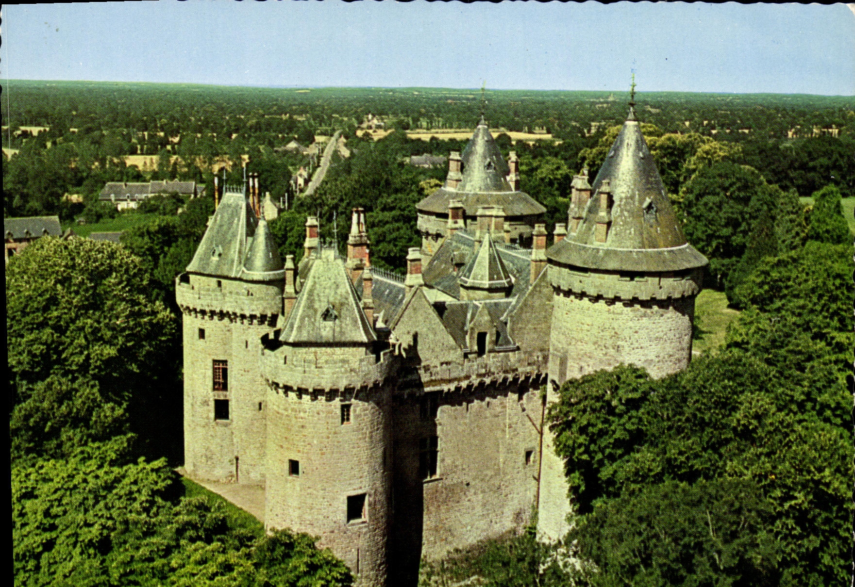 MODERN CARD Combourg In the Plane With the top of the Castle