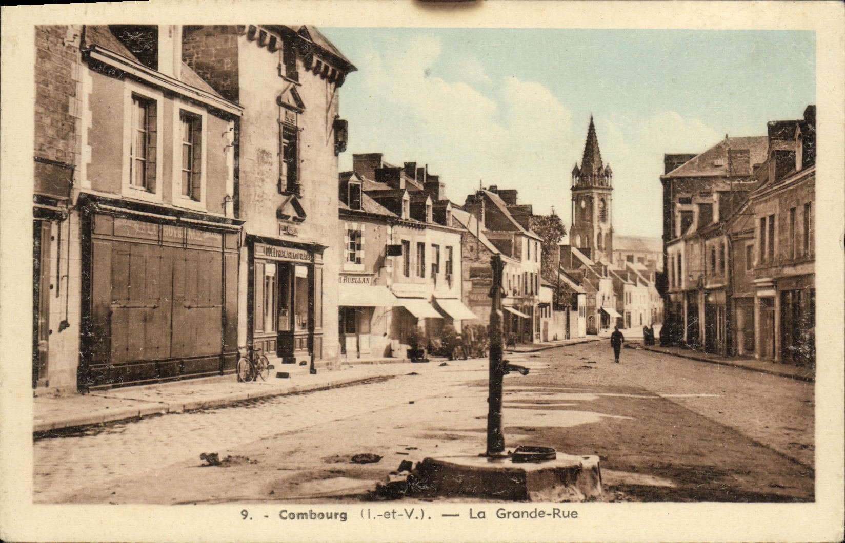 VINTAGE POSTCARD Combourg main street