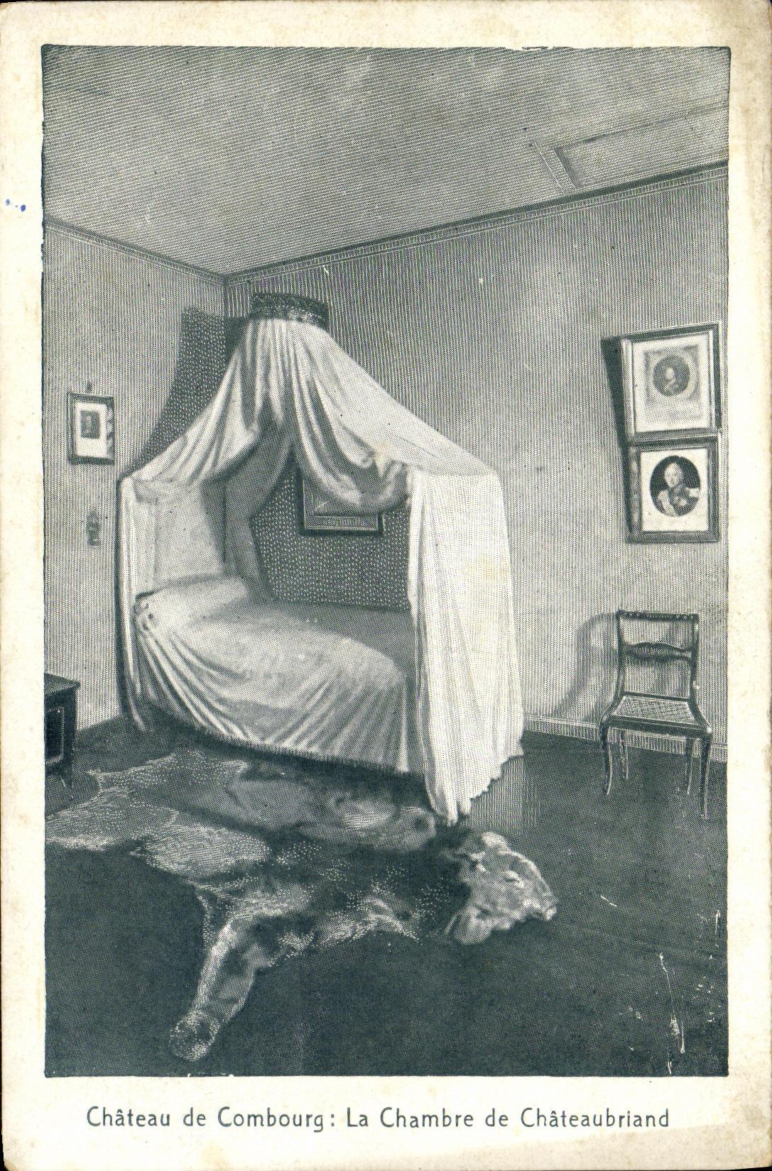 VINTAGE POSTCARD Combourg Castle the Room of Chateaubriant