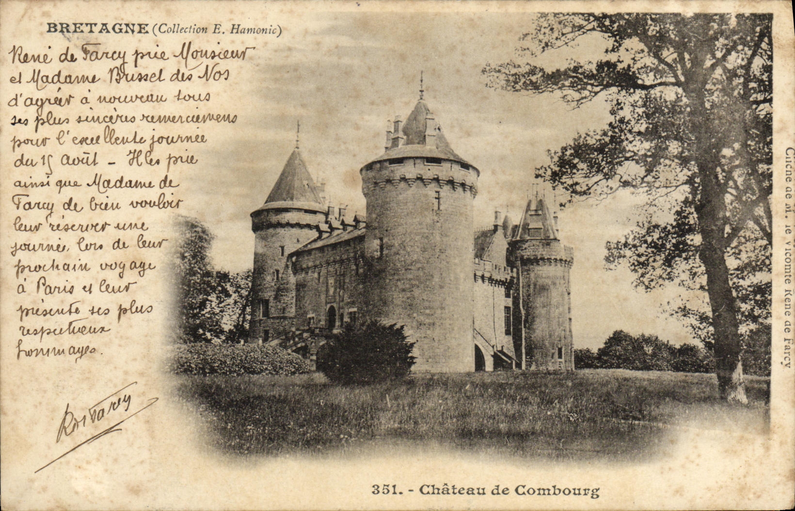 VINTAGE POSTCARD Combourg Castle
