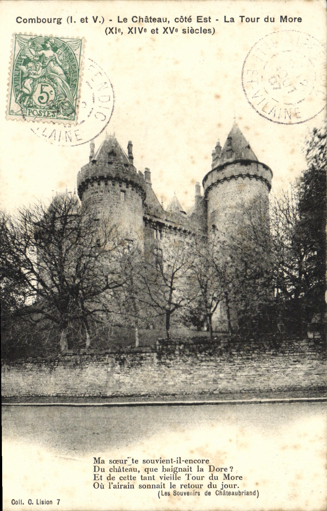 VINTAGE POSTCARD Combourg the Castle East coast the Tower of More