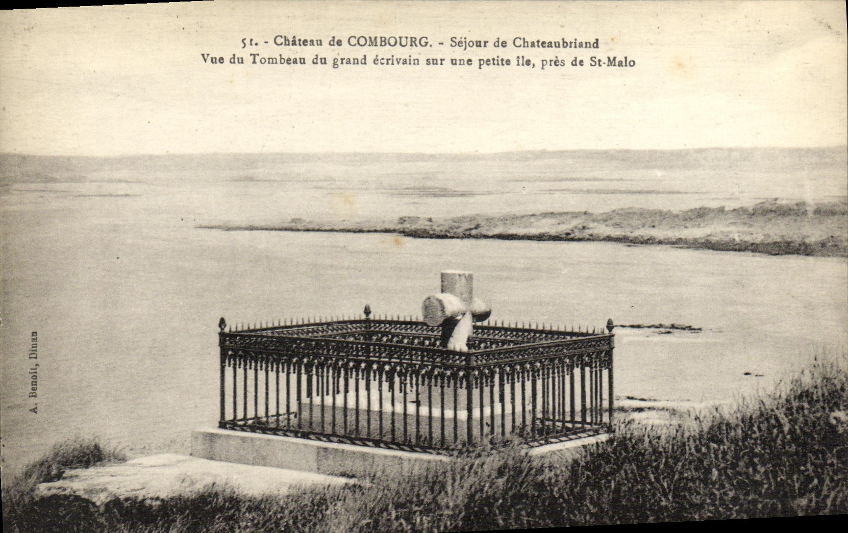 VINTAGE POSTCARD Combourg the Castle Chateaubriant Seen of the tomb of L writer close to St Malo