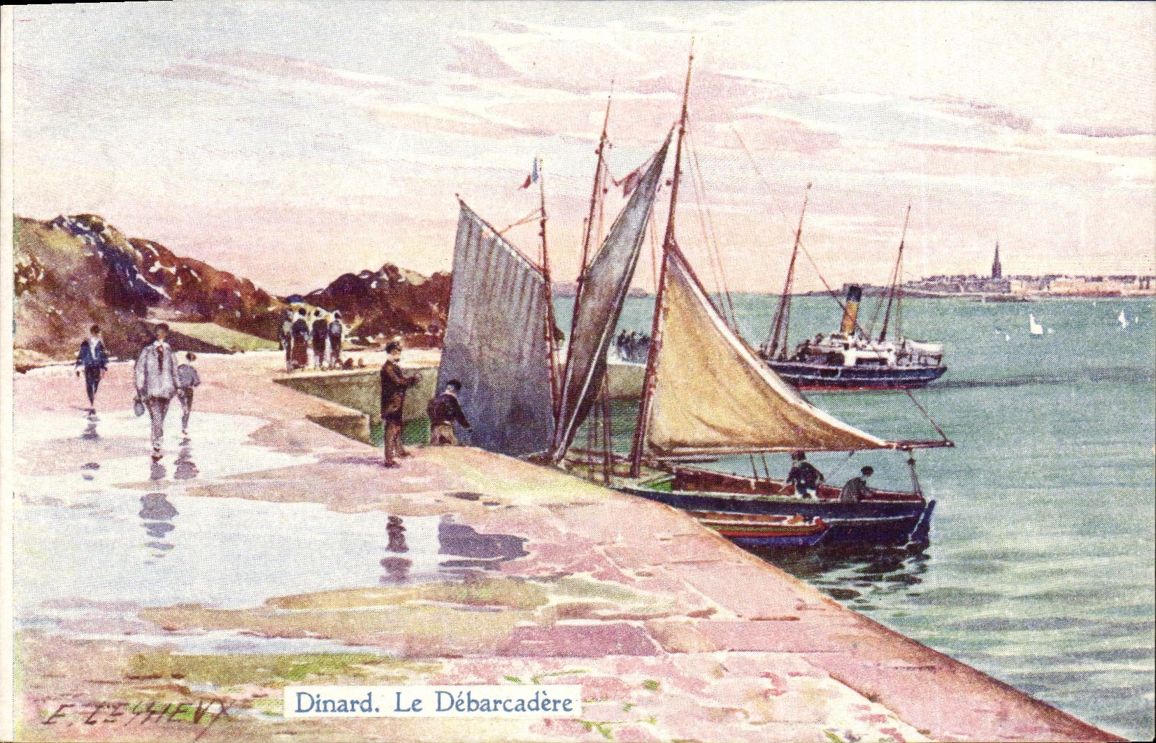 POSTAL Dinard de la VENDIMIA los barcos del muelle de descarga