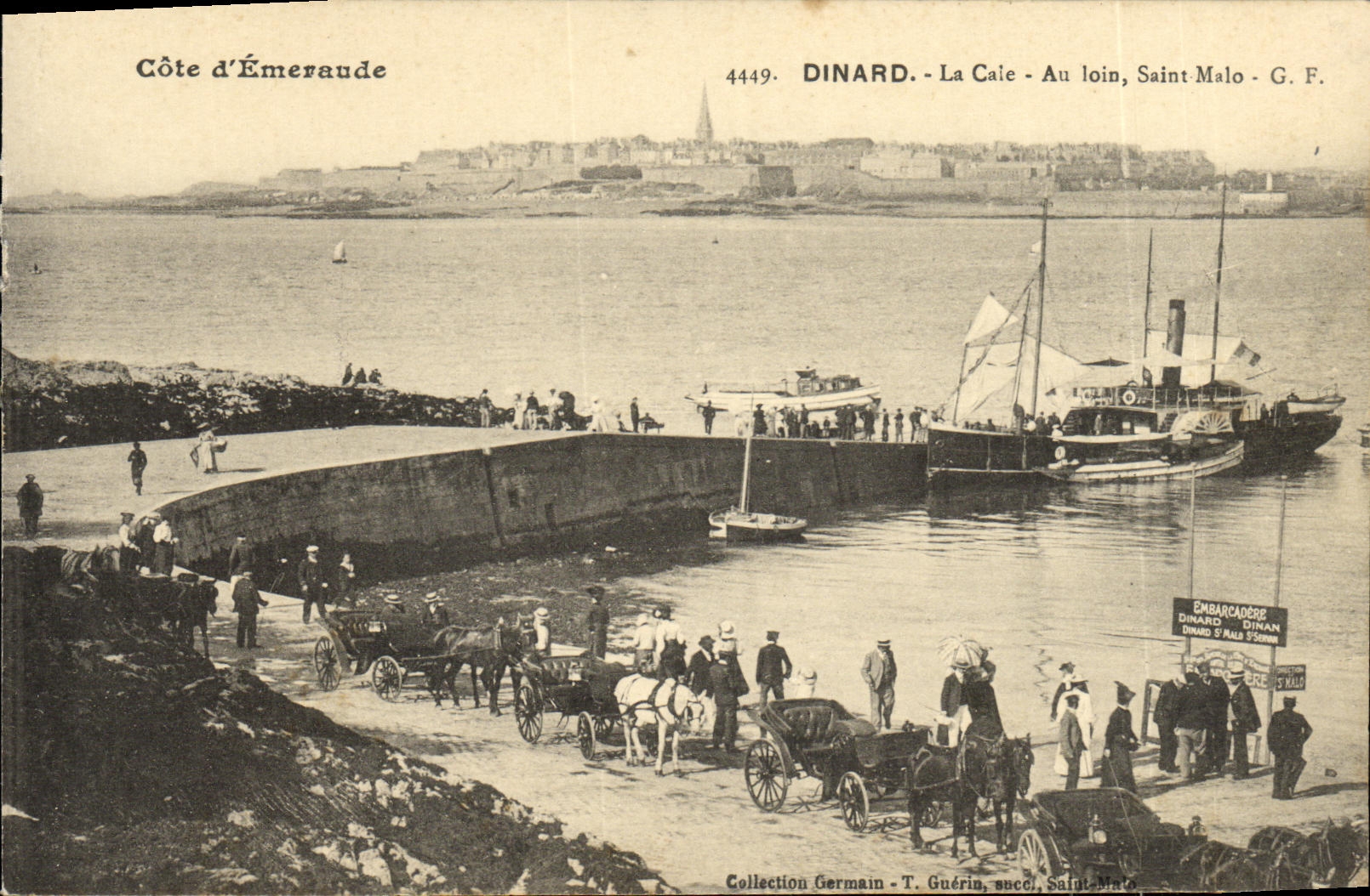 POSTAL Dinard Caie de la VENDIMIA con lejos Saint el barco de Malo