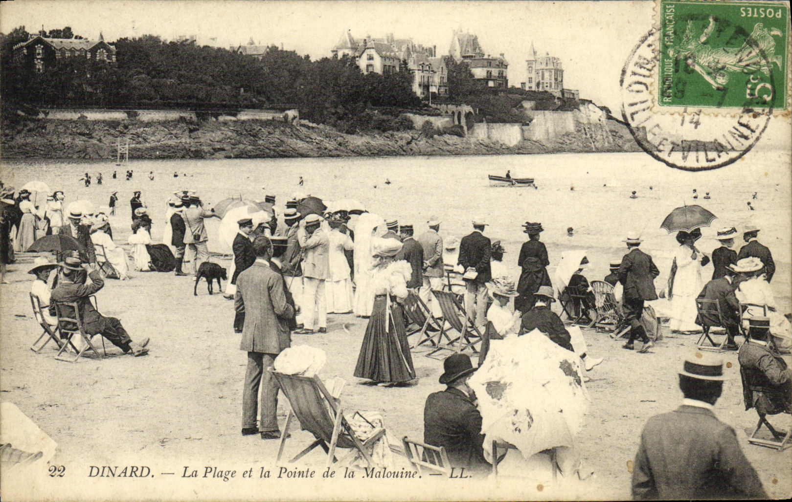 POSTAL Dinard de la VENDIMIA la playa y el punto del habitante Saint de Malo