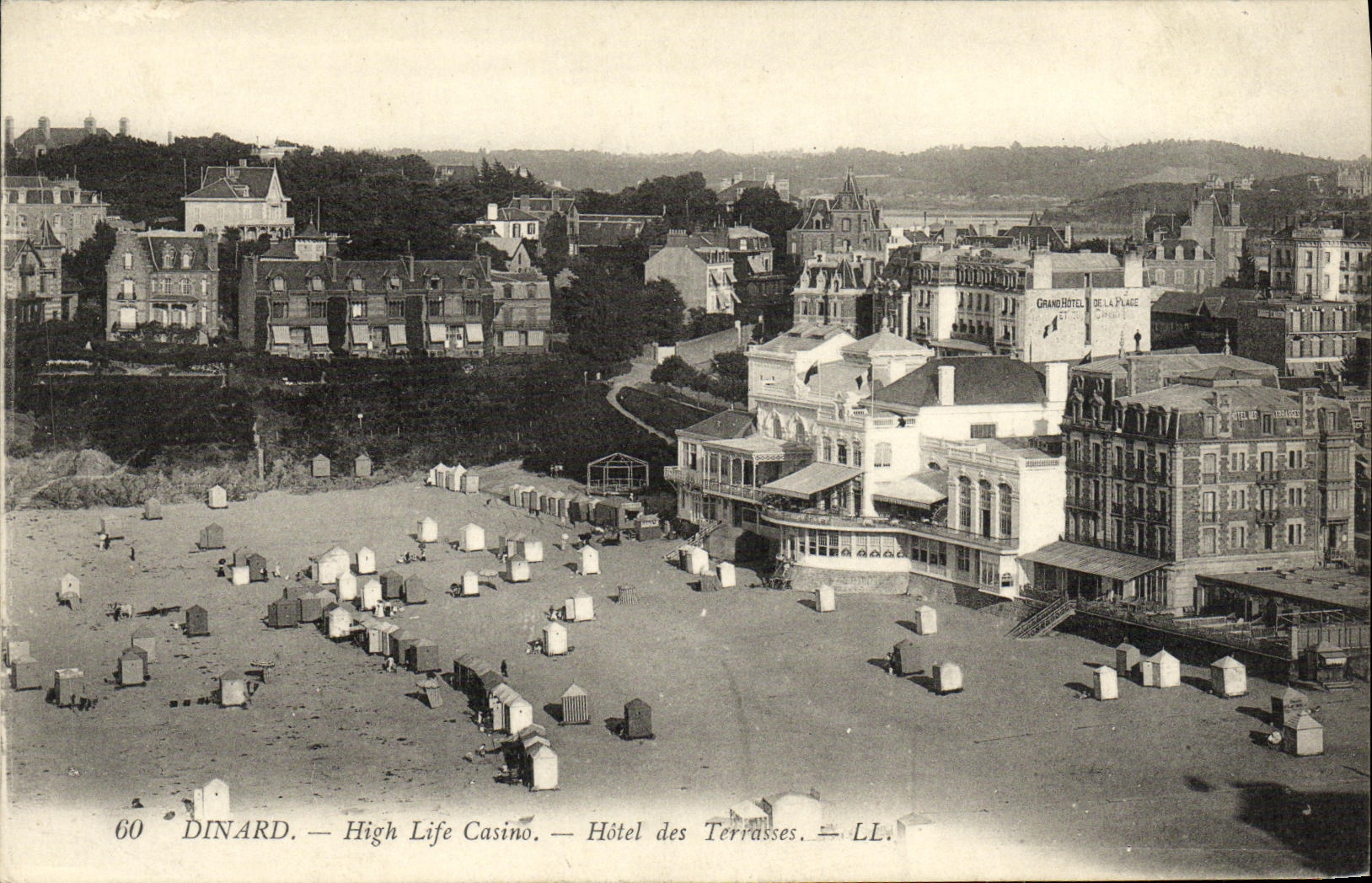 Hotel del casino de la alta vida de Dinard de la POSTAL de la VENDIMIA de las terrazas